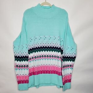 Patterned Mint and Pink Women's Sweater
